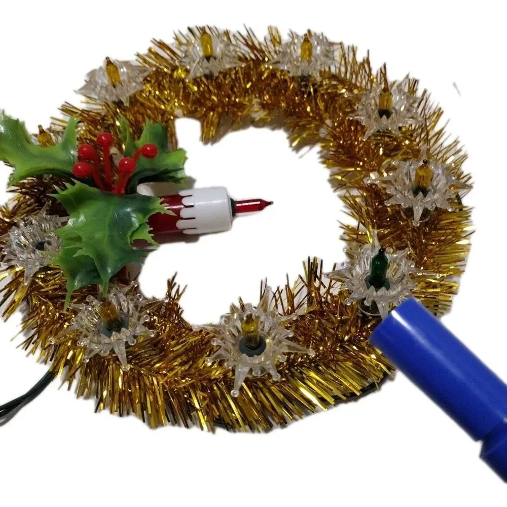 Vintage Christmas Beacon 18 Light Candle Wreath Flashing Lights with Box WORKING
